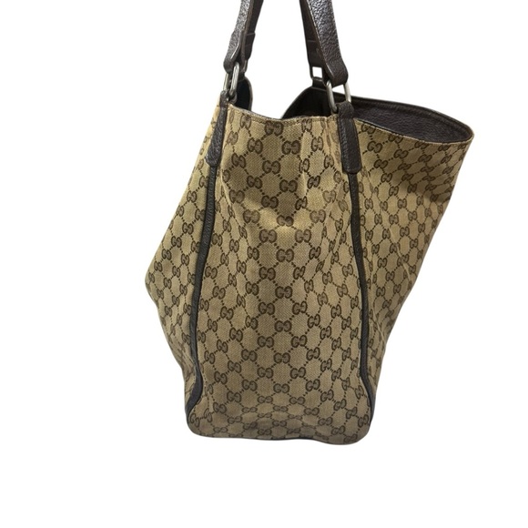 GUCCI GG Supreme Canvas Extra Large Tote Vintage Leather Trim Italy - Picture 4 of 13
